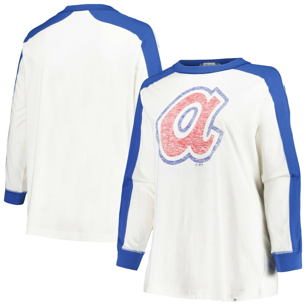 MLB Atlanta Braves '47 Women's Plus Size Caribou Raglan Long Sleeve T-Shirt