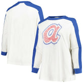 MLB Atlanta Braves '47 Women's Plus Size Caribou Raglan Long Sleeve T-Shirt