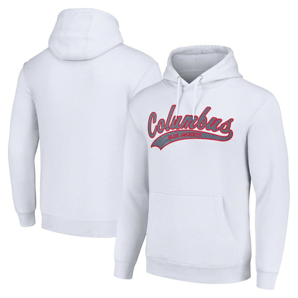 NHL White Columbus Blue Jackets Starter Tailsweep Fleece Tri-Blend Pullover Hoodie