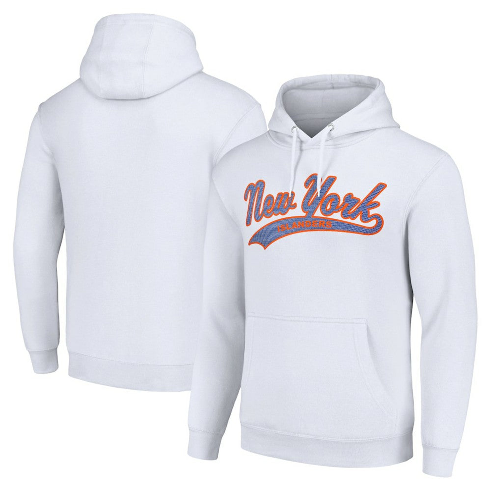 NHL White New York Islanders Starter Tailsweep Fleece Tri-Blend Pullover Hoodie