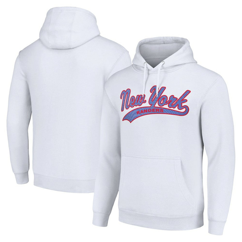 NHL White New York Rangers Starter Tailsweep Fleece Tri-Blend Pullover Hoodie