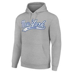 NHL Heather Gray New York Islanders Starter Tailsweep Fleece Tri-Blend Pullover Hoodie