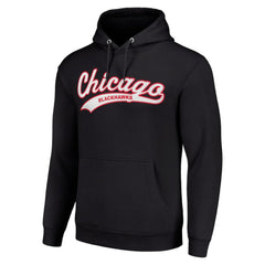 NHL Black Chicago Blackhawks Starter Tailsweep Fleece Tri-Blend Pullover Hoodie