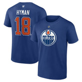 NHL Blue Zach Hyman Edmonton Oilers Fanatics Authentic Stack Name & Number T-Shirt