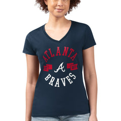 MLB Atlanta Braves G-III 4Her by Carl Banks Women's Super-Slim Fit Lightweight City Graphic V-Neck T-Shirt