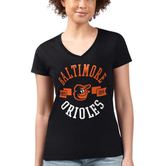 MLB Baltimore Orioles G-III 4Her by Carl Banks Women's Super-Slim Fit Lightweight City Graphic V-Neck T-Shirt