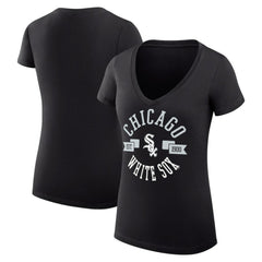 MLB Chicago White Sox G-III 4Her by Carl Banks Women's Super-Slim Fit Lightweight City Graphic V-Neck T-Shirt