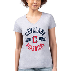 MLB Cleveland Guardians G-III 4Her by Carl Banks Women's Super-Slim Fit Lightweight City Graphic V-Neck T-Shirt