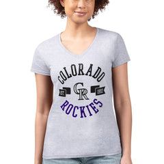 MLB Colorado Rockies G-III 4Her by Carl Banks Women's Super-Slim Fit Lightweight City Graphic V-Neck T-Shirt