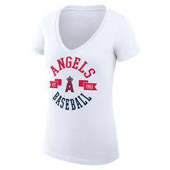 MLB Los Angeles Angels G-III 4Her by Carl Banks Women's Super-Slim Fit Lightweight City Graphic V-Neck T-Shirt