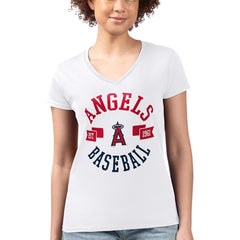 MLB Los Angeles Angels G-III 4Her by Carl Banks Women's Super-Slim Fit Lightweight City Graphic V-Neck T-Shirt