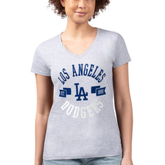 MLB Los Angeles Dodgers G-III 4Her by Carl Banks Women's Super-Slim Fit Lightweight City Graphic V-Neck T-Shirt