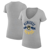 MLB Milwaukee Brewers G-III 4Her by Carl Banks Women's Super-Slim Fit Lightweight City Graphic V-Neck T-Shirt