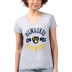 MLB Milwaukee Brewers G-III 4Her by Carl Banks Women's Super-Slim Fit Lightweight City Graphic V-Neck T-Shirt
