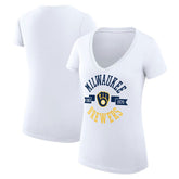 MLB Milwaukee Brewers G-III 4Her by Carl Banks Women's Super-Slim Fit Lightweight City Graphic V-Neck T-Shirt