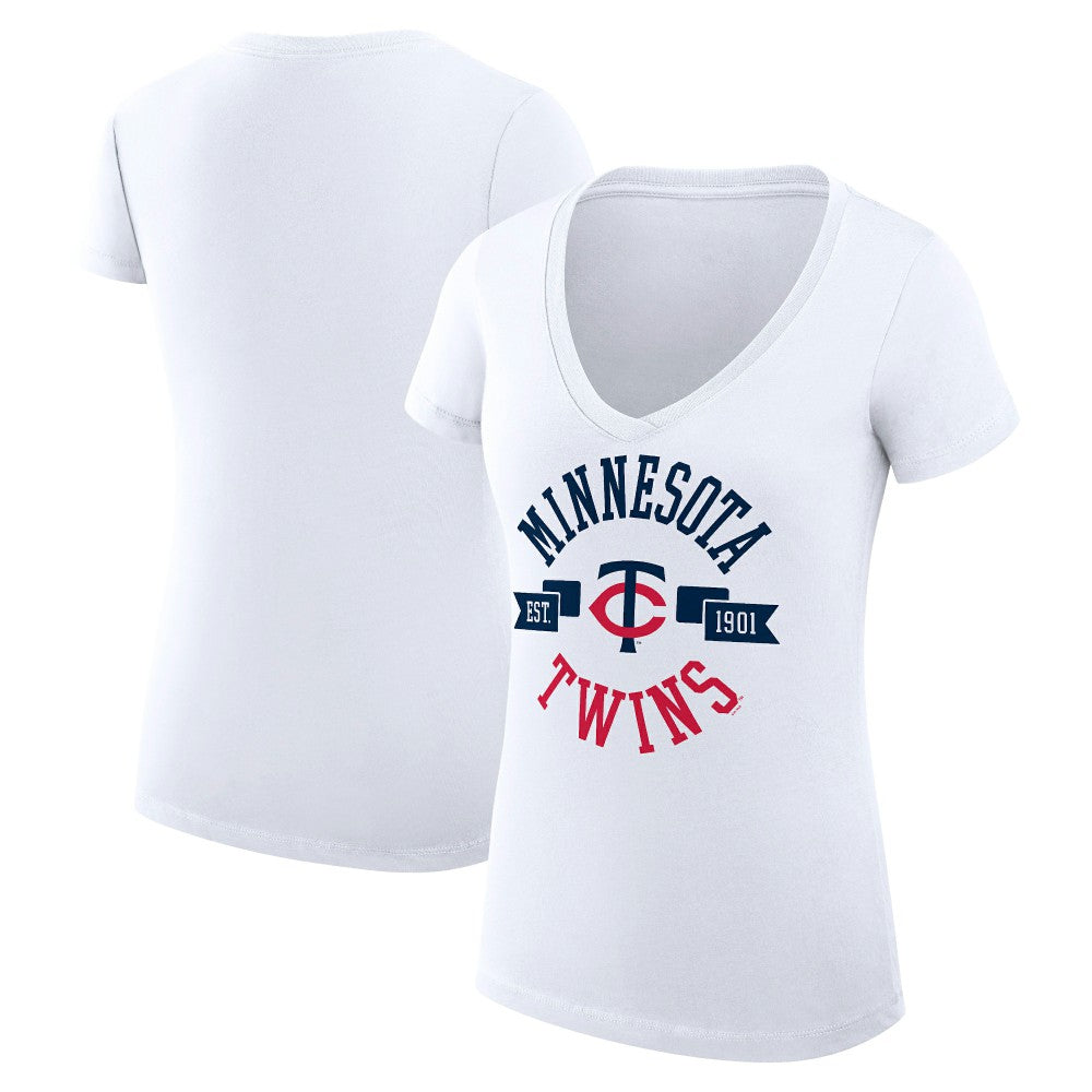 MLB Minnesota Twins G-III 4Her by Carl Banks Women's Super-Slim Fit Lightweight City Graphic V-Neck T-Shirt