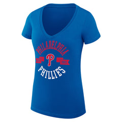 MLB Philadelphia Phillies G-III 4Her by Carl Banks Women's Super-Slim Fit Lightweight City Graphic V-Neck T-Shirt