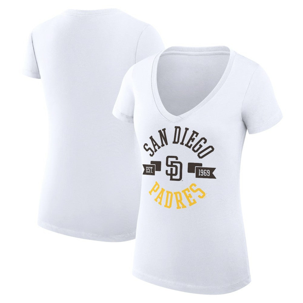 MLB San Diego Padres G-III 4Her by Carl Banks Women's Super-Slim Fit Lightweight City Graphic V-Neck T-Shirt