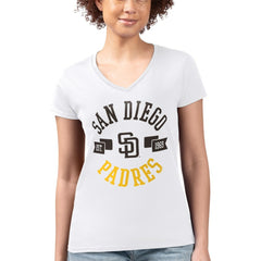 MLB San Diego Padres G-III 4Her by Carl Banks Women's Super-Slim Fit Lightweight City Graphic V-Neck T-Shirt