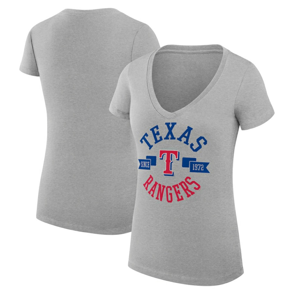 MLB Texas Rangers G-III 4Her by Carl Banks Women's Super-Slim Fit Lightweight City Graphic V-Neck T-Shirt