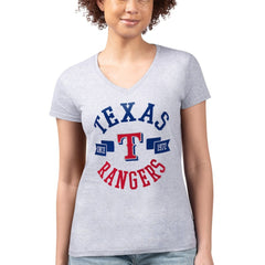 MLB Texas Rangers G-III 4Her by Carl Banks Women's Super-Slim Fit Lightweight City Graphic V-Neck T-Shirt
