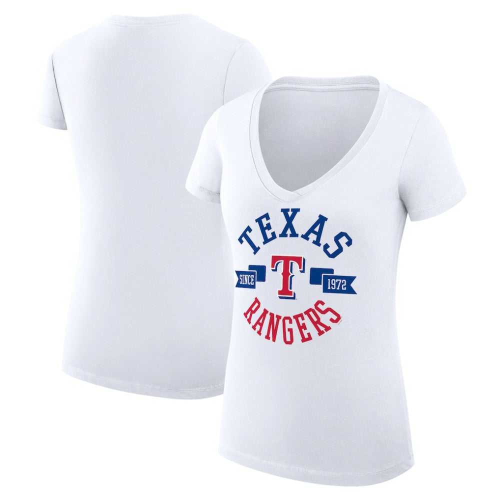 MLB Texas Rangers G-III 4Her by Carl Banks Women's Super-Slim Fit Lightweight City Graphic V-Neck T-Shirt