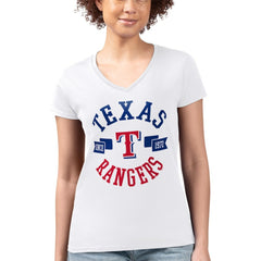 MLB Texas Rangers G-III 4Her by Carl Banks Women's Super-Slim Fit Lightweight City Graphic V-Neck T-Shirt