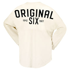 NHL Cream Montreal Canadiens Fanatics Women's Original Six Lace-Up Spirit Jersey Long Sleeve T-Shirt