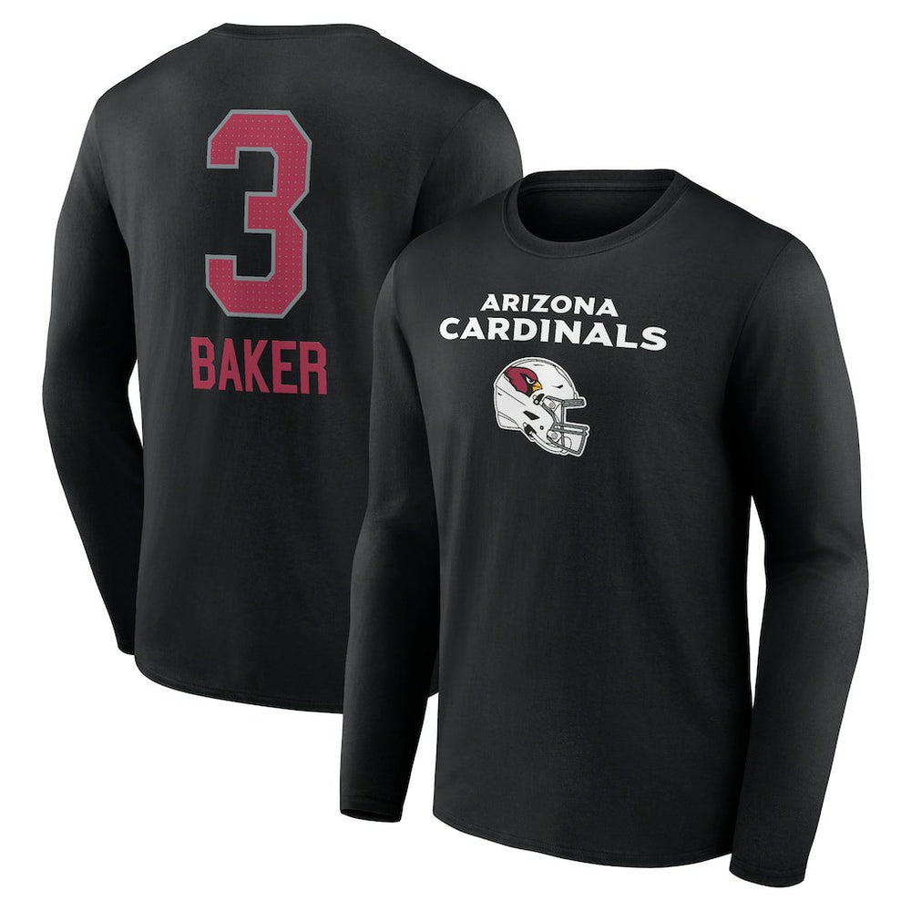 Budda Baker Team Wordmark Player Name & Number Long Sleeve T-Shirt - Arizona Cardinals