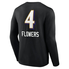Zay Flowers Team Wordmark Player Name & Number Long Sleeve T-Shirt - Baltimore Ravens