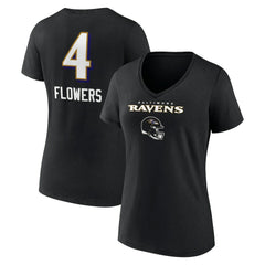 Zay Flowers Women's Team Wordmark Player Name & Number V-Neck T-Shirt - Baltimore Ravens