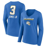 Derwin James Jr. Women's Team Wordmark Player Name & Number Long Sleeve V-Neck T-Shirt - Los Angeles Chargers