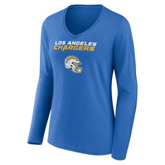 Derwin James Jr. Women's Team Wordmark Player Name & Number Long Sleeve V-Neck T-Shirt - Los Angeles Chargers
