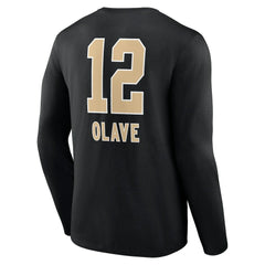 Chris Olave Team Wordmark Player Name & Number Long Sleeve T-Shirt - New Orleans Saints