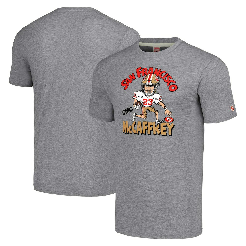 Christian McCaffrey Homage Unisex Caricature Player Tri-Blend T-Shirt - San Francisco 49ers