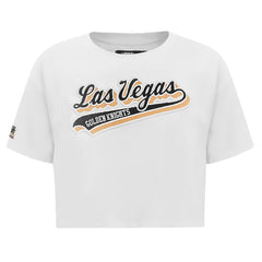 NHL White Vegas Golden Knights Pro Standard Women's Boxy Script Tail Cropped T-Shirt