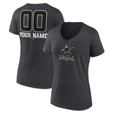 MLB Miami Marlins Women's Personalized Monochrome Name & Number V-Neck T-Shirt