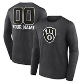 MLB Milwaukee Brewers Personalized Monochrome Name & Number Long Sleeve T-Shirt
