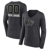 MLB Athletics Women's Personalized Monochrome Name & Number Long Sleeve V-Neck T-Shirt
