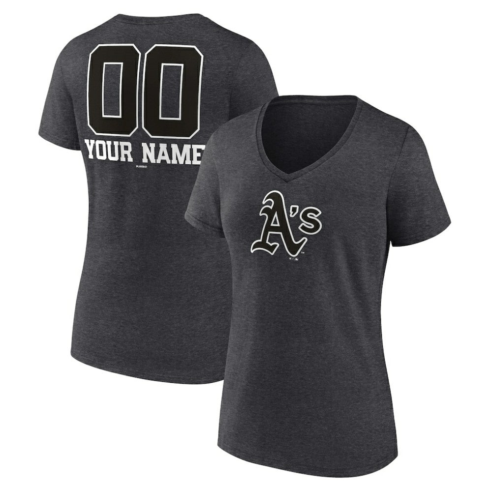 MLB Athletics Women's Personalized Monochrome Name & Number V-Neck T-Shirt