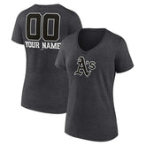 MLB Athletics Women's Personalized Monochrome Name & Number V-Neck T-Shirt