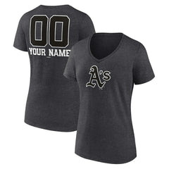 MLB Athletics Women's Personalized Monochrome Name & Number V-Neck T-Shirt