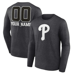 MLB Philadelphia Phillies Personalized Monochrome Name & Number Long Sleeve T-Shirt