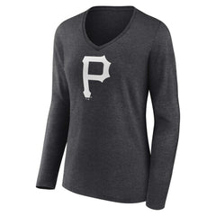 MLB Pittsburgh Pirates Women's Personalized Monochrome Name & Number Long Sleeve V-Neck T-Shirt