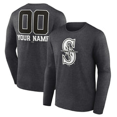 MLB Seattle Mariners Personalized Monochrome Name & Number Long Sleeve T-Shirt