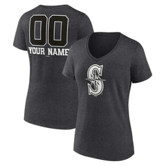 MLB Seattle Mariners Women's Personalized Monochrome Name & Number V-Neck T-Shirt