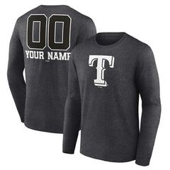 MLB Texas Rangers Personalized Monochrome Name & Number Long Sleeve T-Shirt