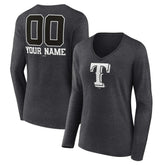 MLB Texas Rangers Women's Personalized Monochrome Name & Number Long Sleeve V-Neck T-Shirt