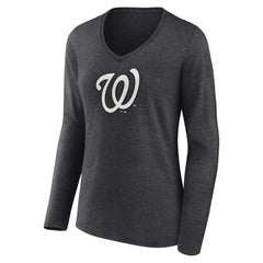 MLB Washington Nationals Women's Personalized Monochrome Name & Number Long Sleeve V-Neck T-Shirt