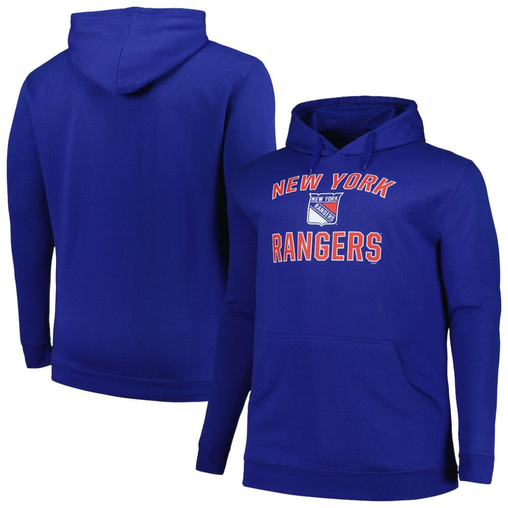 NHL Blue New York Rangers Profile Big & Tall Arch Over Logo Pullover Hoodie